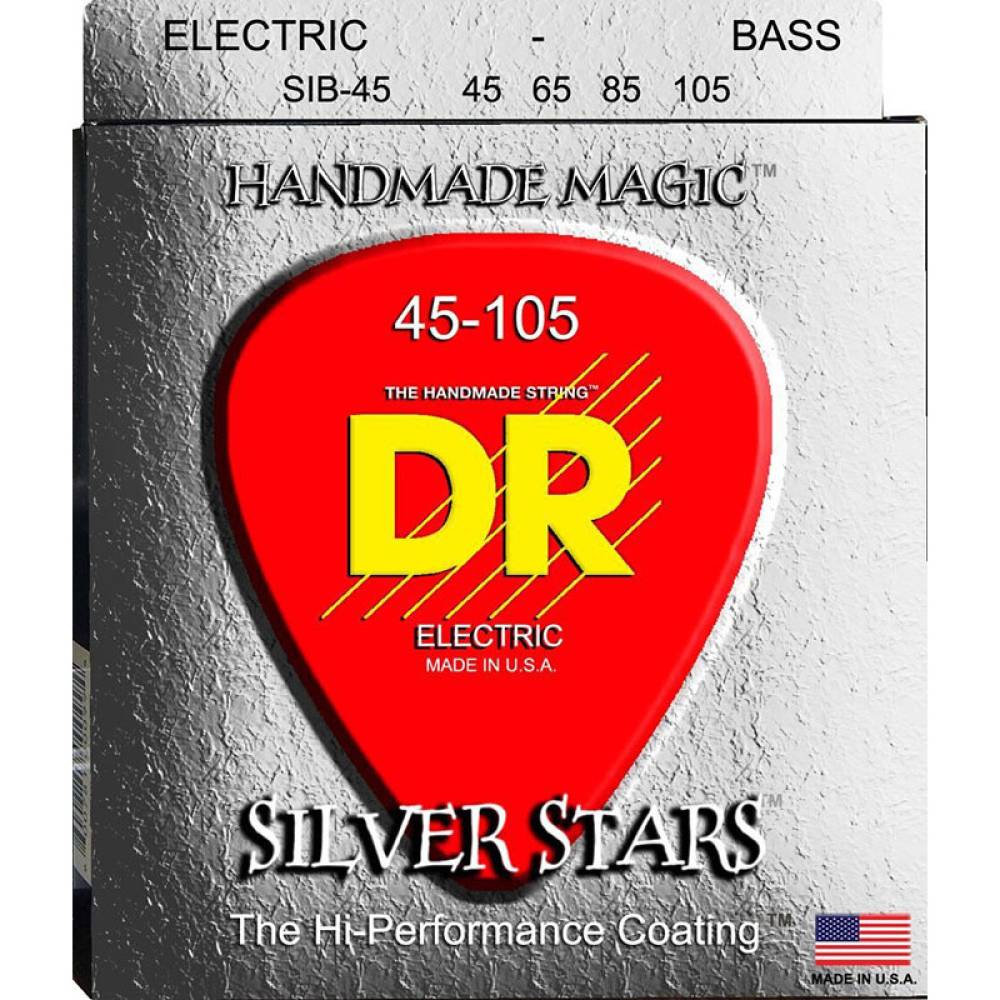 Струны для бас-гитары DR SIB-45 Silver Stars Coated Medium 45/105
