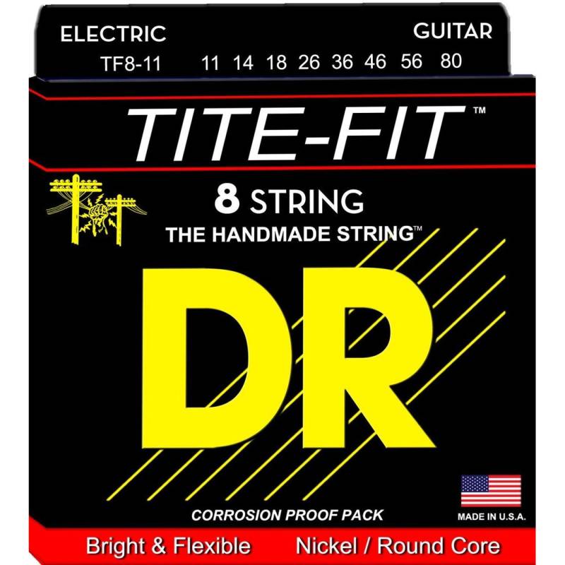Струны для электрогитары DR TF8-11 Tite-Fit Nickel Plated Heavy 8 Strings 11/80