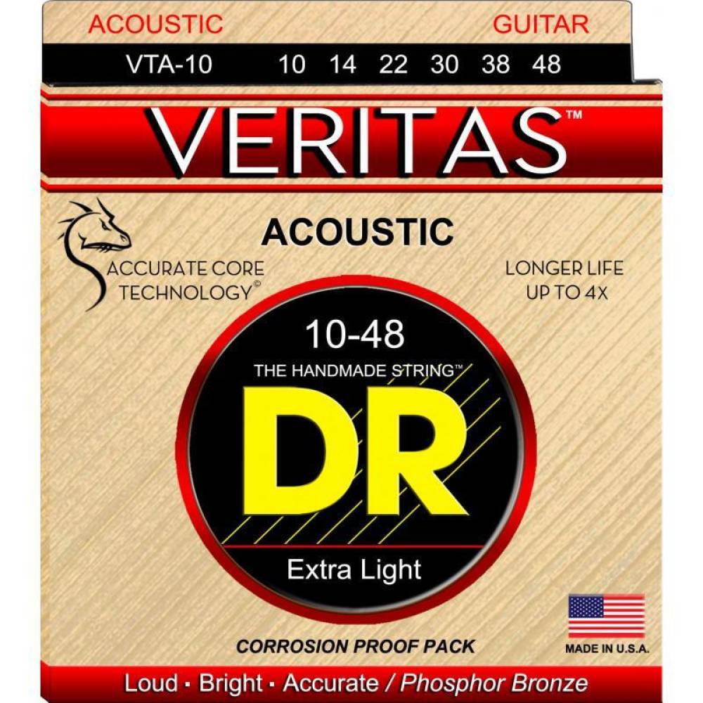 Струны для акустической гитары DR VTA-10 Veritas Phosphor Bronze Extra Light 10/48