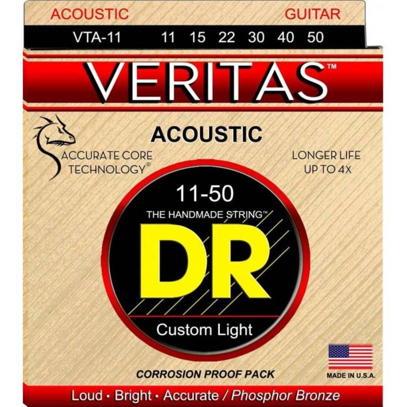 Струни для акустичної гітари DR VTA-11 Veritas Phosphor Bronze Custom Light 11/50