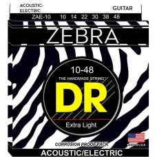 Струны для акустической гитары/электрогитары DR ZAE-10 Zebra Extra Light 10/48