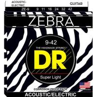 Струны для акустической гитары/электрогитары DR ZE-9 Zebra Super Light 9/42