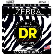 Струни для акустичної гітари/електрогітари DR ZE-9 Zebra Super Light 9/42
