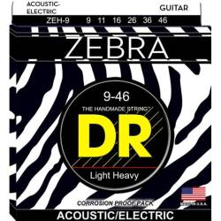 Струни для акустичної гітари/електрогітари DR ZEH-9 Zebra Light Heavy 9/46