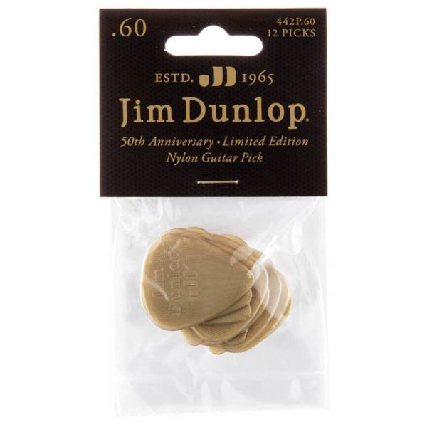 Медиаторы Dunlop 442P.60 50th Anniversary Gold Nylon Player's Pack 0.60 mm (12 шт.)