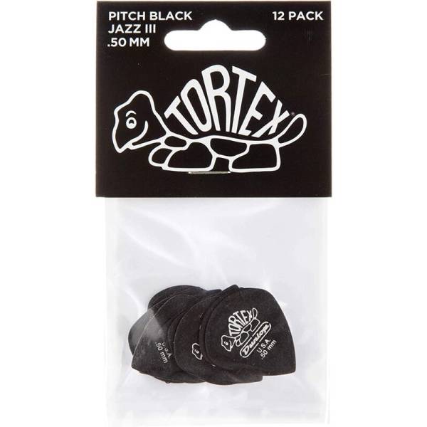 Медиаторы Dunlop 482P0.50 Tortex Pitch Black Jazz III Player's Pack 0.50 mm (12 шт.)