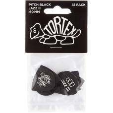 Медіатори Dunlop 482P0.60 Tortex Pitch Black Jazz III Player's Pack 0.60 mm (12 шт.)