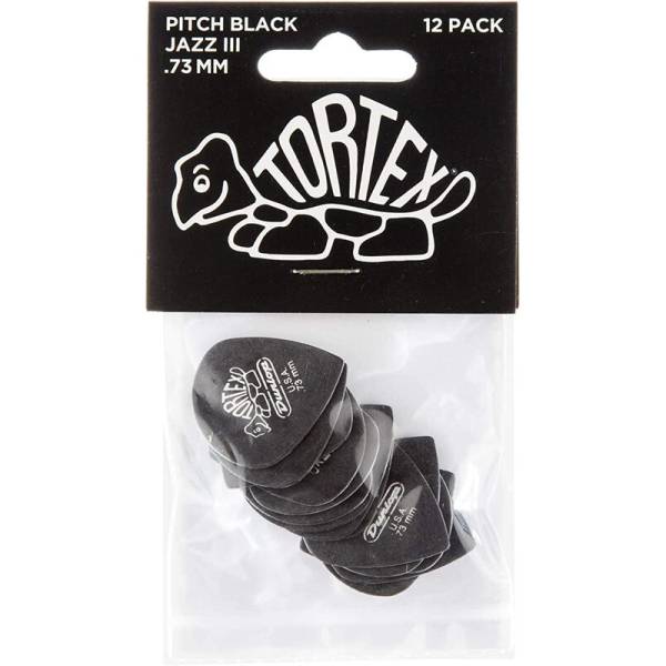 Медиаторы Dunlop 482P0.73 Tortex Pitch Black Jazz III Player's Pack 0.73 mm (12 шт.)