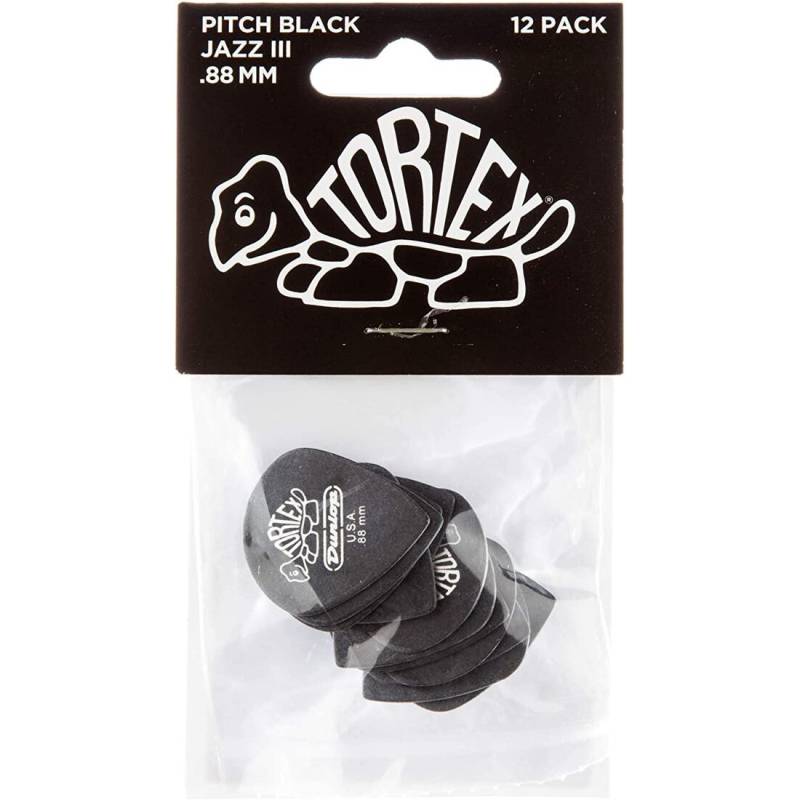 Медиаторы Dunlop 482P0.88 Tortex Pitch Black Jazz III Player's Pack 0.88 mm (12 шт.)