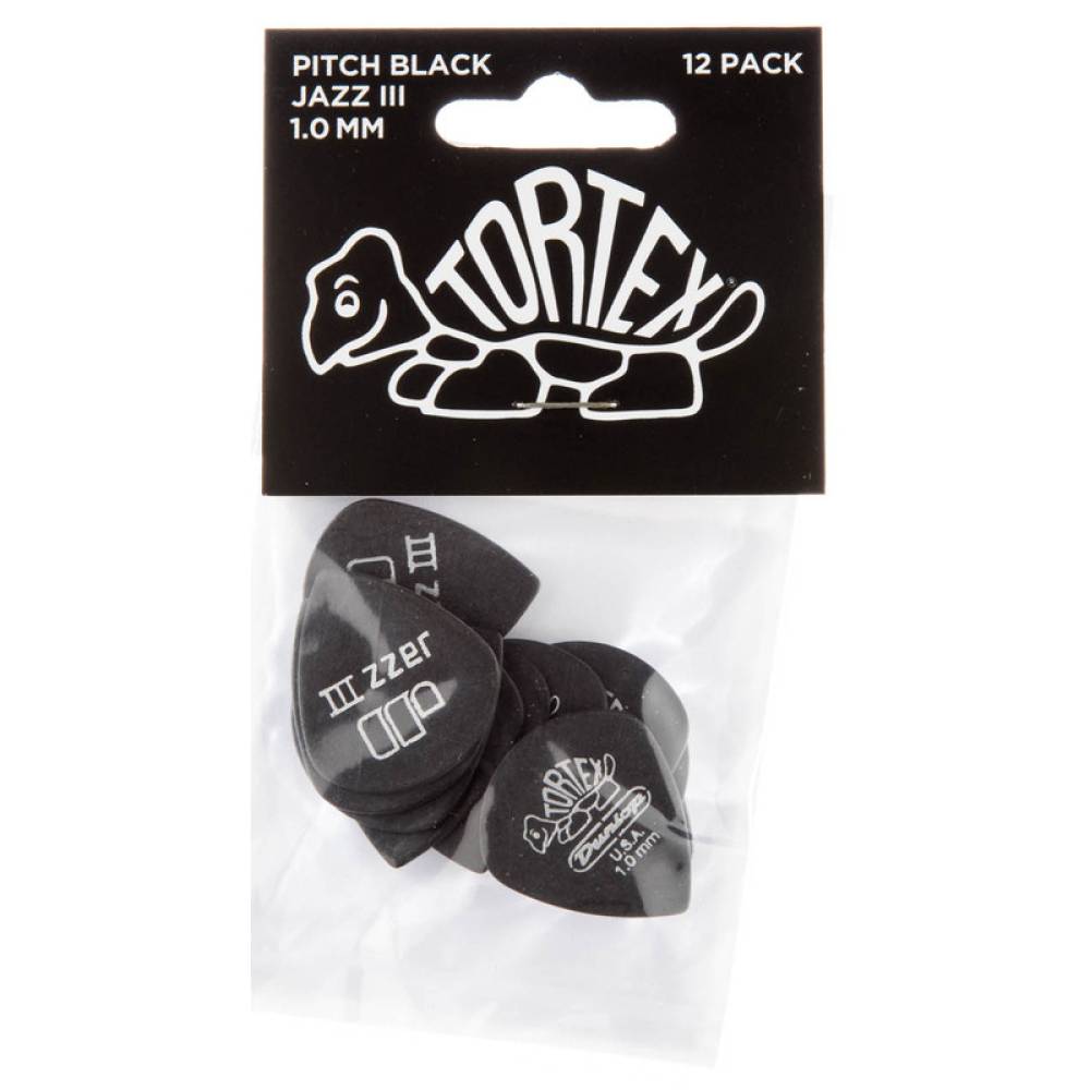 Медиаторы Dunlop 482P1.0 Tortex Pitch Black Jazz III Player's Pack 1.0 mm (12 шт.)