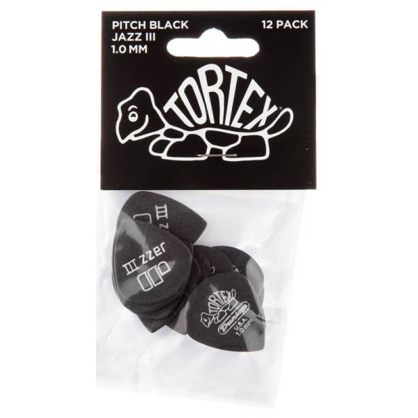 Медиаторы Dunlop 482P1.0 Tortex Pitch Black Jazz III Player's Pack 1.0 mm (12 шт.)