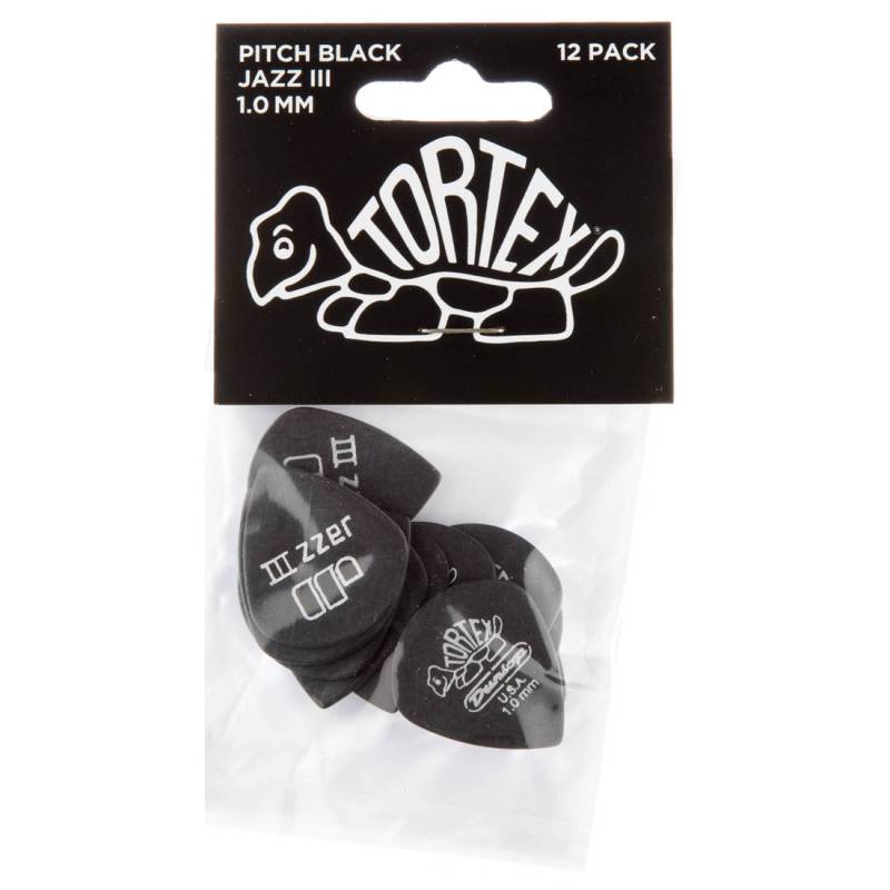 Медіатори Dunlop 482P1.0 Tortex Pitch Black Jazz III Player's Pack 1.0 mm (12 шт.)