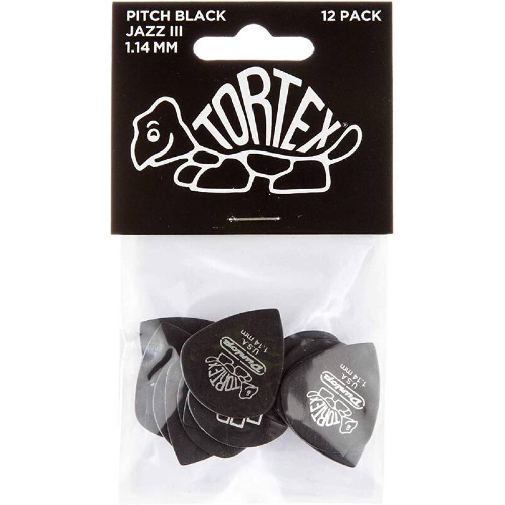 Медіатори Dunlop 482P1.14 Tortex Pitch Black Jazz III Player's Pack 1.14 mm (12 шт.)