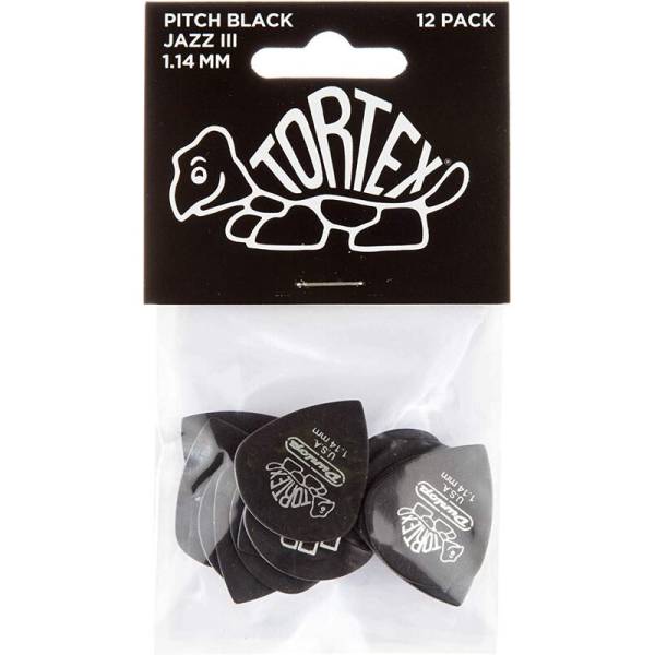 Медіатори Dunlop 482P1.14 Tortex Pitch Black Jazz III Player's Pack 1.14 mm (12 шт.)