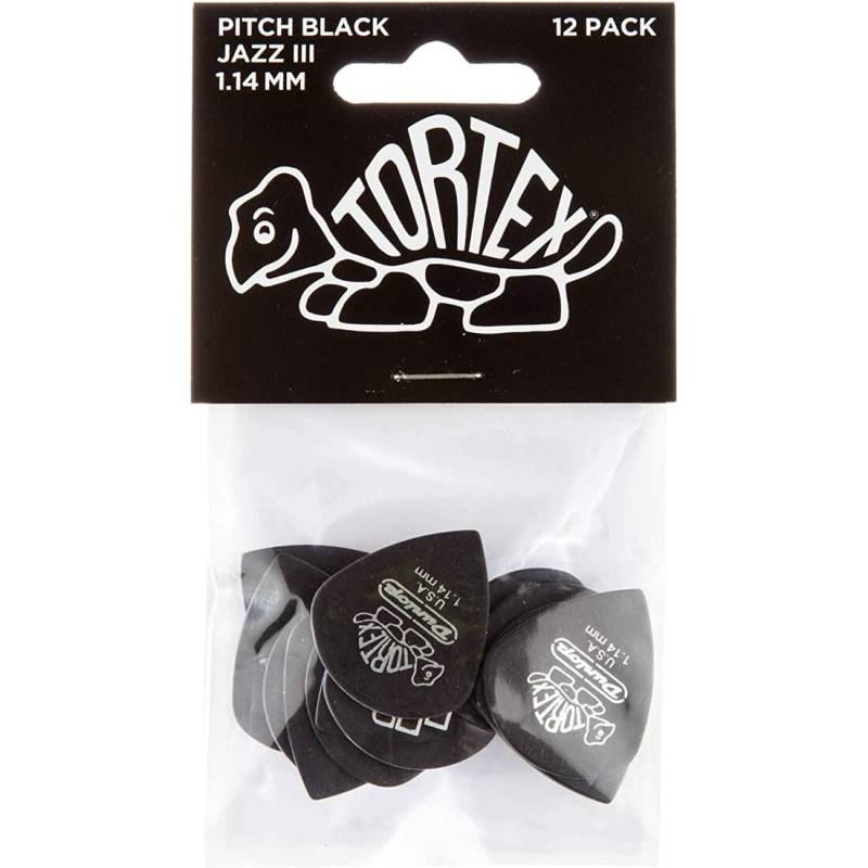 Медиаторы Dunlop 482P1.14 Tortex Pitch Black Jazz III Player's Pack 1.14 mm (12 шт.)