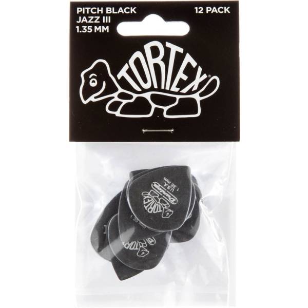 Медіатори Dunlop 482P1.35 Tortex Pitch Black Jazz III Player's Pack 1.35 mm (12 шт.)