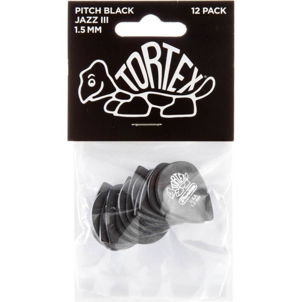 Медиаторы Dunlop 482P1.5 Tortex Pitch Black Jazz III Player's Pack 1.5 mm (12 шт.)