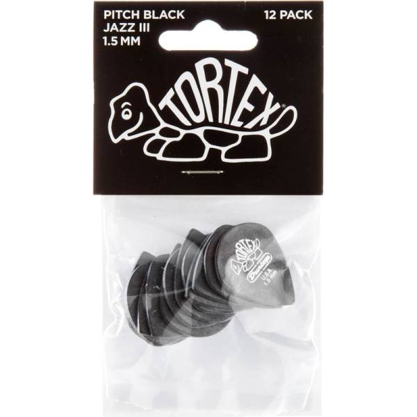 Медиаторы Dunlop 482P1.5 Tortex Pitch Black Jazz III Player's Pack 1.5 mm (12 шт.)