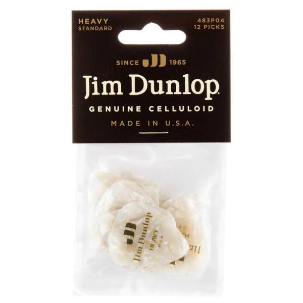 Медіатори Dunlop 483P04HV Genuine Celluloid White Pearloid Heavy Player's Pack (12 шт.)