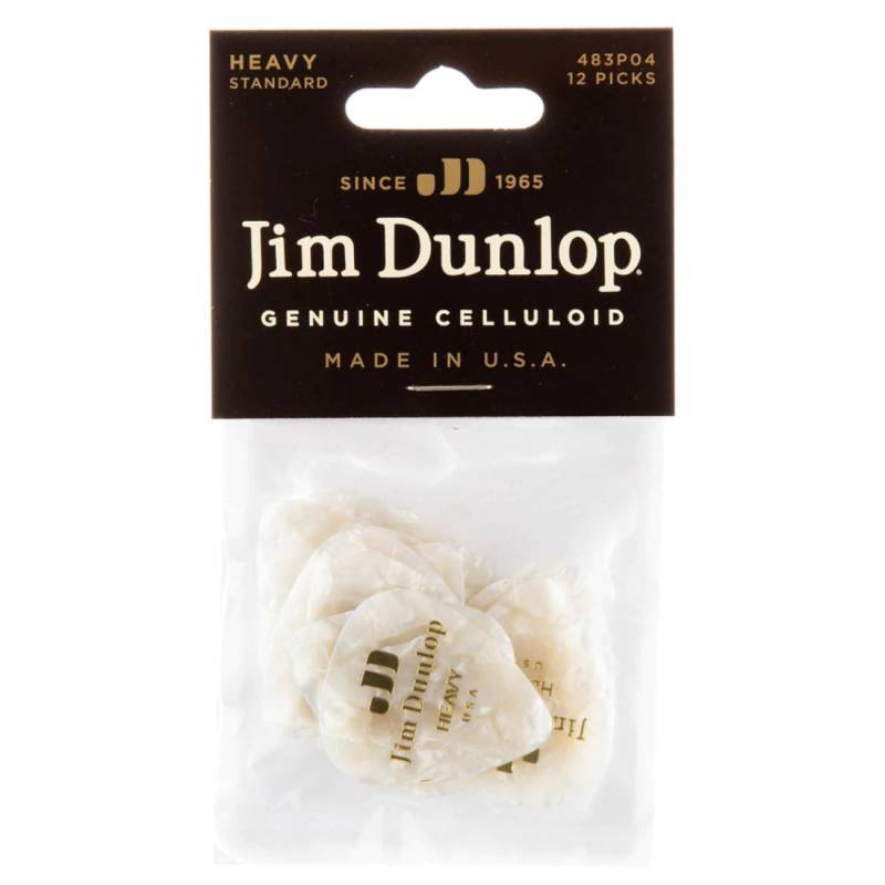 Медіатори Dunlop 483P04HV Genuine Celluloid White Pearloid Heavy Player's Pack (12 шт.)