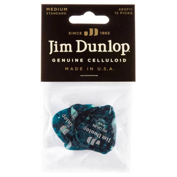 Медиаторы Dunlop 483P11MD Genuine Celluloid Turquoise Pearloid Medium Player's Pack (12 шт.)