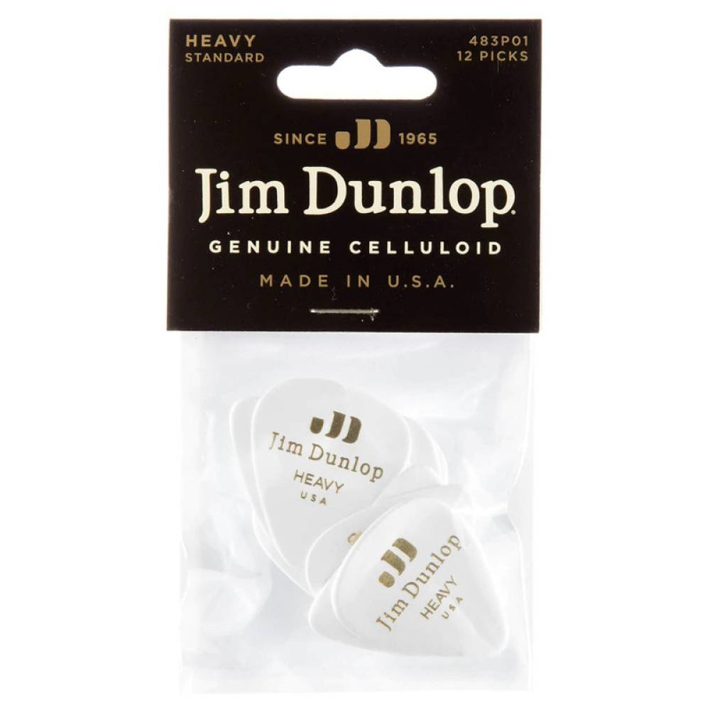 Медіатори Dunlop 483P01HV Genuine Celluloid Classic White Heavy Player's Pack (12 шт.)