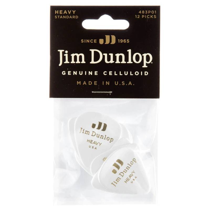 Медіатори Dunlop 483P01HV Genuine Celluloid Classic White Heavy Player's Pack (12 шт.)