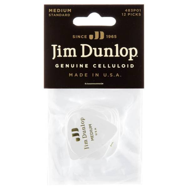 Медіатори Dunlop 483P01MD Genuine Celluloid Classic White Medium Player's Pack (12 шт.)