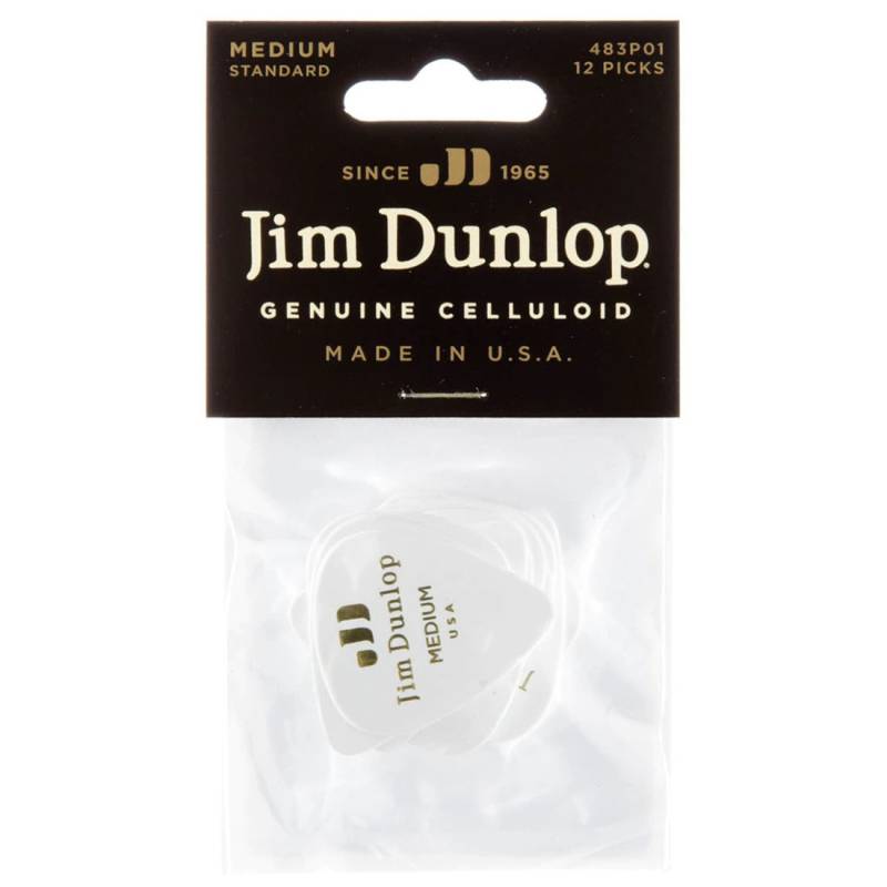 Медіатори Dunlop 483P01MD Genuine Celluloid Classic White Medium Player's Pack (12 шт.)