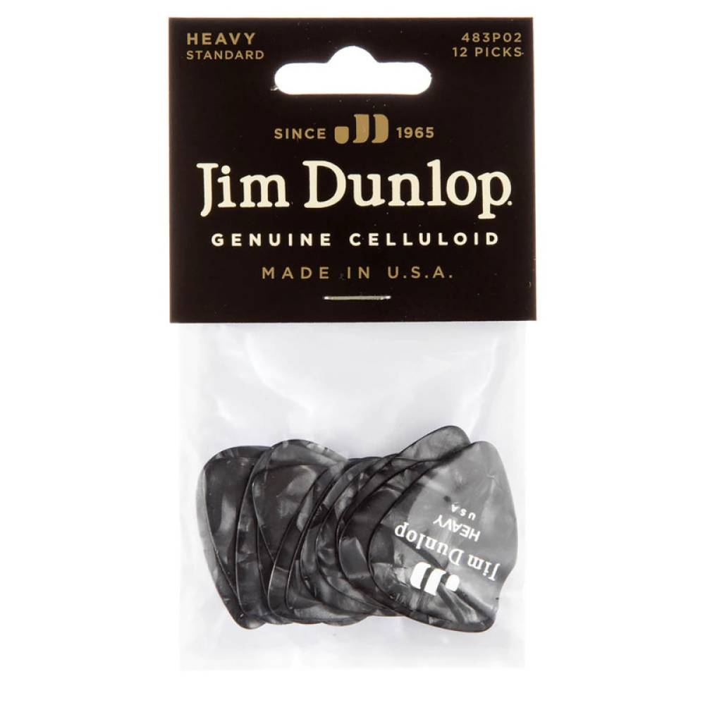 Медіатори Dunlop 483P02HV Celluloid Black Pearloid Heavy Player's Pack (12 шт.)
