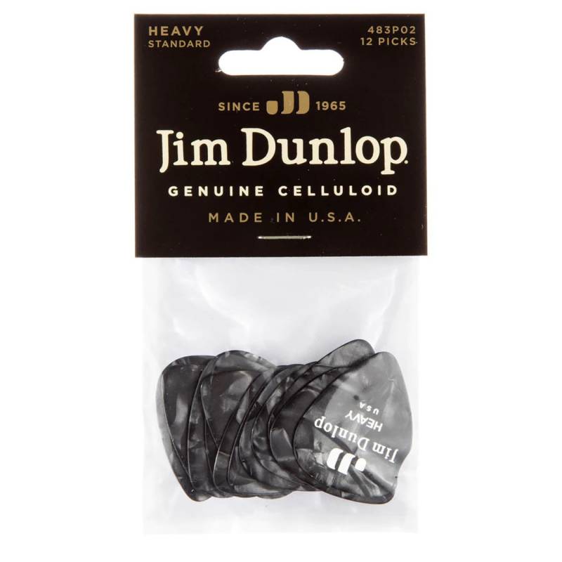 Медіатори Dunlop 483P02HV Celluloid Black Pearloid Heavy Player's Pack (12 шт.)