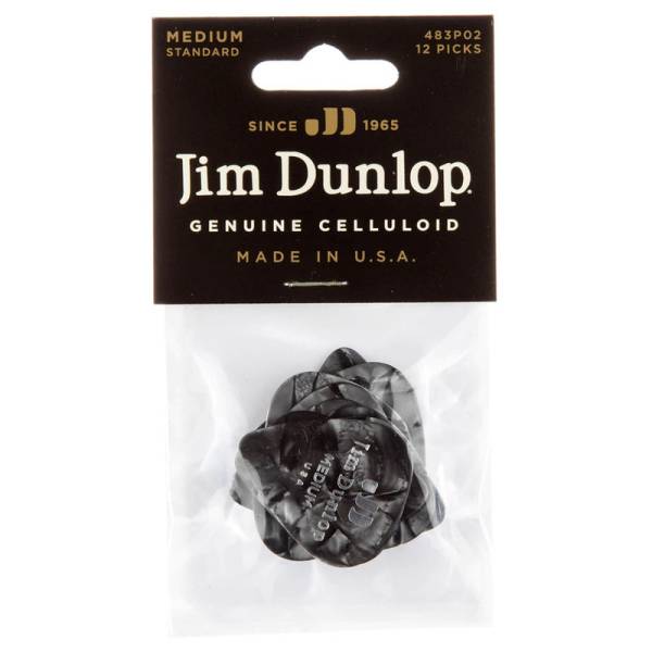 Медіатори Dunlop 483P02MD Genuine Celluloid Black Pearloid Medium Player's Pack (12 шт.)