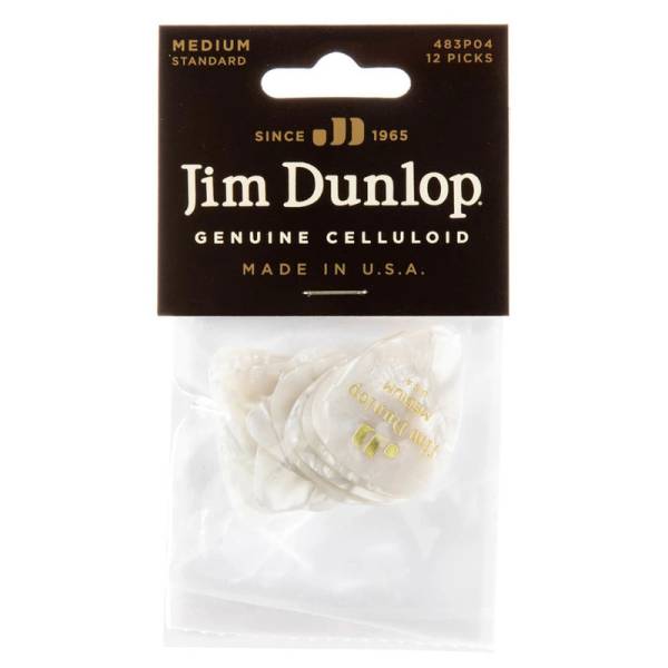 Медіатори Dunlop 483P04MD Genuine Celluloid White Pearloid Medium Player's Pack (12 шт.)