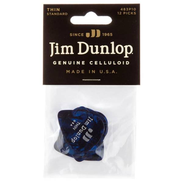Медіатори Dunlop 483P10TH Genuine Celluloid Classic Blue Pearloid Thin Player's Pack (12 шт.)