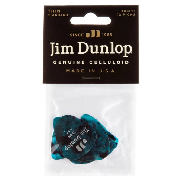 Медіатори Dunlop 483P11TH Genuine Celluloid Turquoise Pearloid Thin Player's Pack (12 шт.)