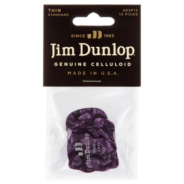 Медіатори Dunlop 483P13TH Genuine Celluloid Purple Pearloid Thin Player's Pack (12 шт.)