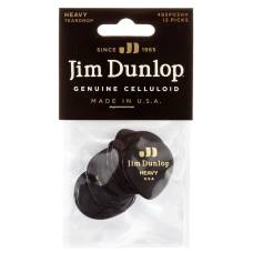 Медіатори Dunlop 485P03HV Genuine Celluloid Teardrop Black Heavy Player's Pack (12 шт.)