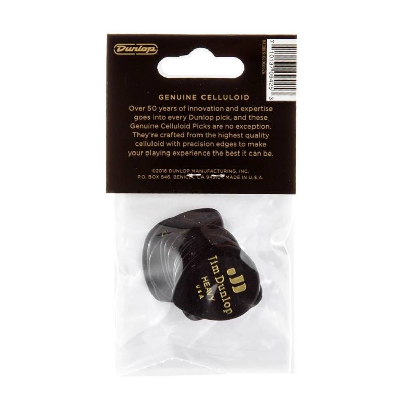 Медіатори Dunlop 485P03HV Genuine Celluloid Teardrop Black Heavy Player's Pack (12 шт.)