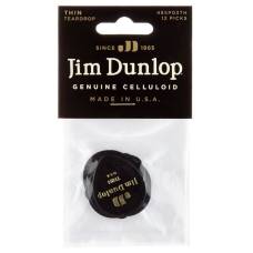 Медиаторы Dunlop 485P03TH Genuine Celluloid Teardrop Black Thin Player's Pack (12 шт.)