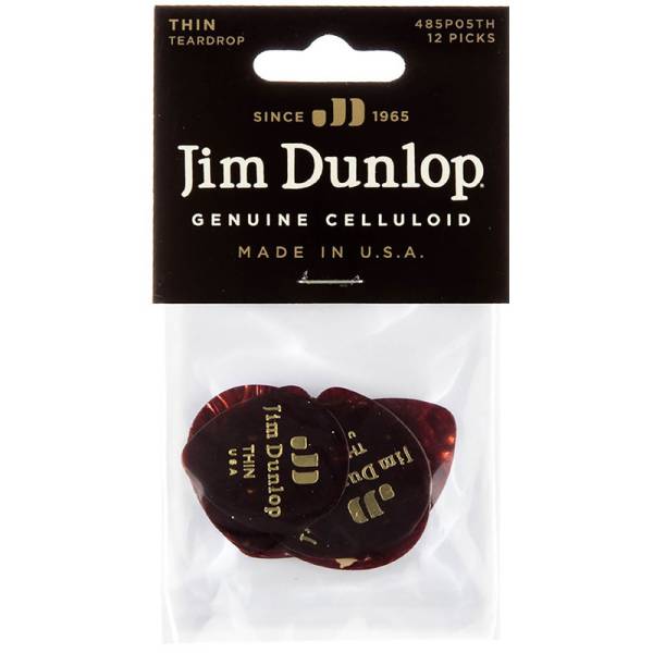 Медиаторы Dunlop 485P05TH Genuine Celluloid Teardrop Shell Thin Player's Pack (12 шт.)