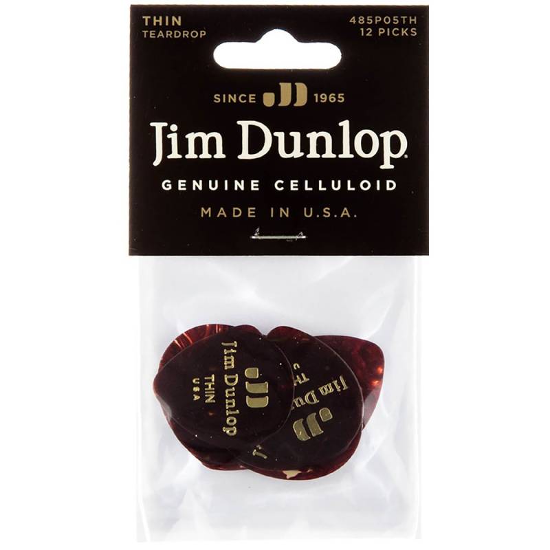 Медіатори Dunlop 485P05TH Genuine Celluloid Teardrop Shell Thin Player's Pack (12 шт.)