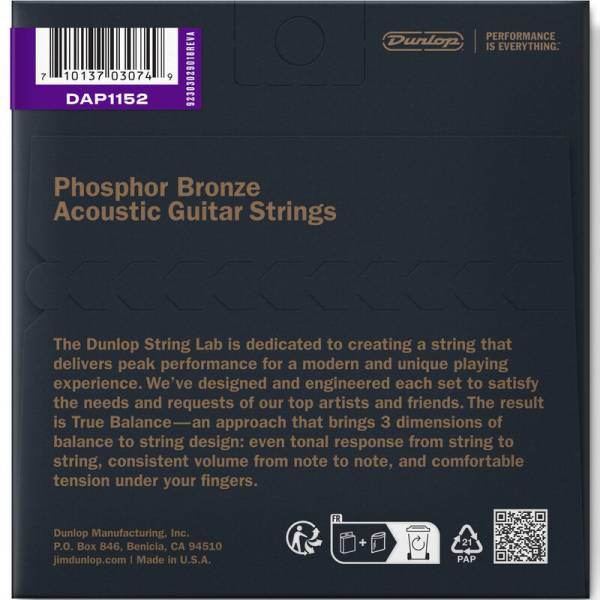 Струни для акустичної гітари Dunlop DAP1152 Phosphor Bronze Medium Light 11/52