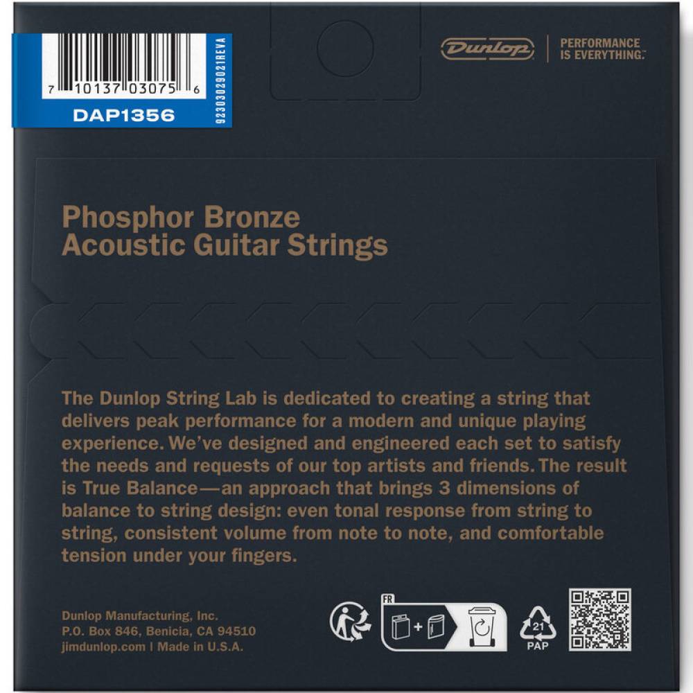 Струны для акустической гитары Dunlop DAP1356 Phosphor Bronze Medium 13/56