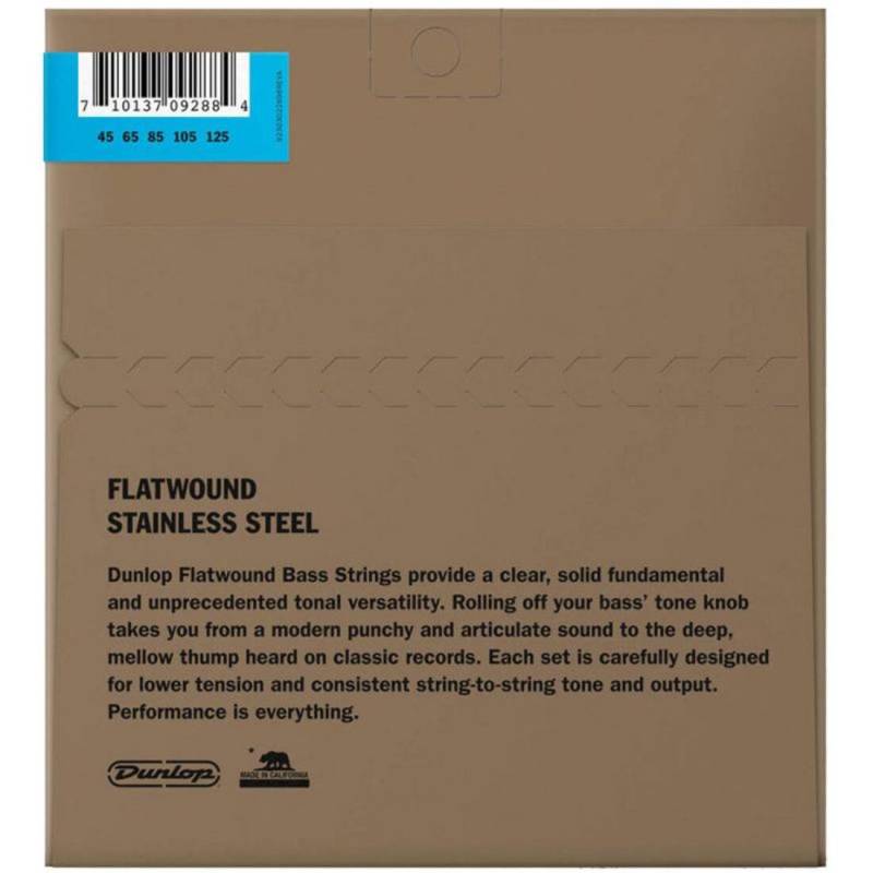 Струны для бас-гитары Dunlop DBFS45125 Stainless Steel Flatwound Medium 5-Strings 45/125