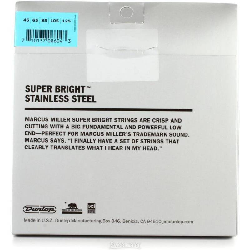 Струни для бас-гітари Dunlop DBMMS45125 Marcus Miller Super Bright 5 Strings 45/125