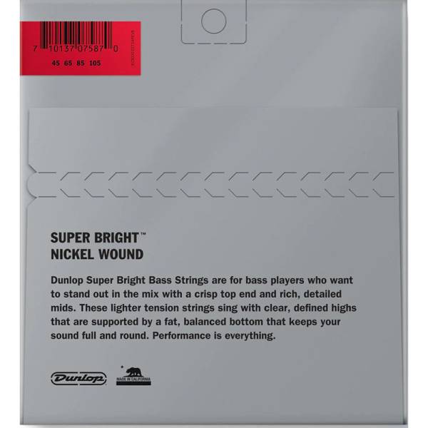 Струни для бас-гітари Dunlop DBSBN45105 Super Bright Nickel Wound Medium 45/105