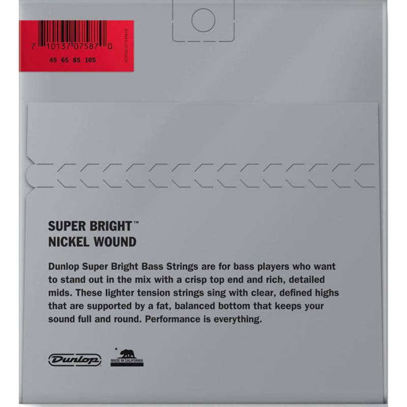 Струны для бас-гитары Dunlop DBSBN45105 Super Bright Nickel Wound Medium 45/105