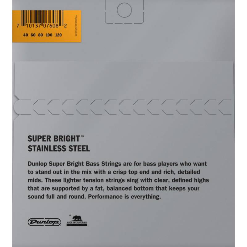 Струни для бас-гітари Dunlop DBSBS40120 Super Bright Steel 5 Strings Light 40/120
