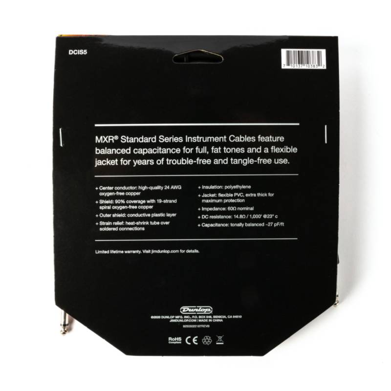 Кабель инструментальный Dunlop DCIS05 MXR Standard Instrument Cable 1.5m (5ft)