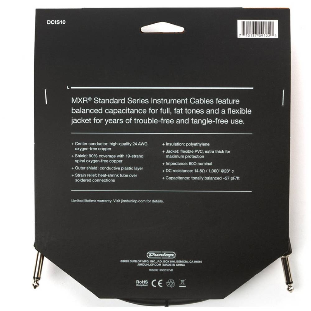 Інструментальний кабель Dunlop DCIS10 MXR Standard Instrument Cable 3.0m (10ft)